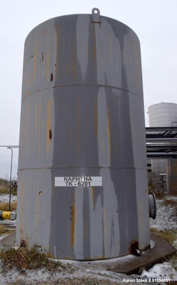 Used Squibb Tank Company Aboveground Flammable Liquid Tank, 15,000 Gallon, A36 Carbon Steel, Vertical. Approximate 143" diameter x 216" straight side, cone top, flat bottom. Openings top 4", 18" man ...