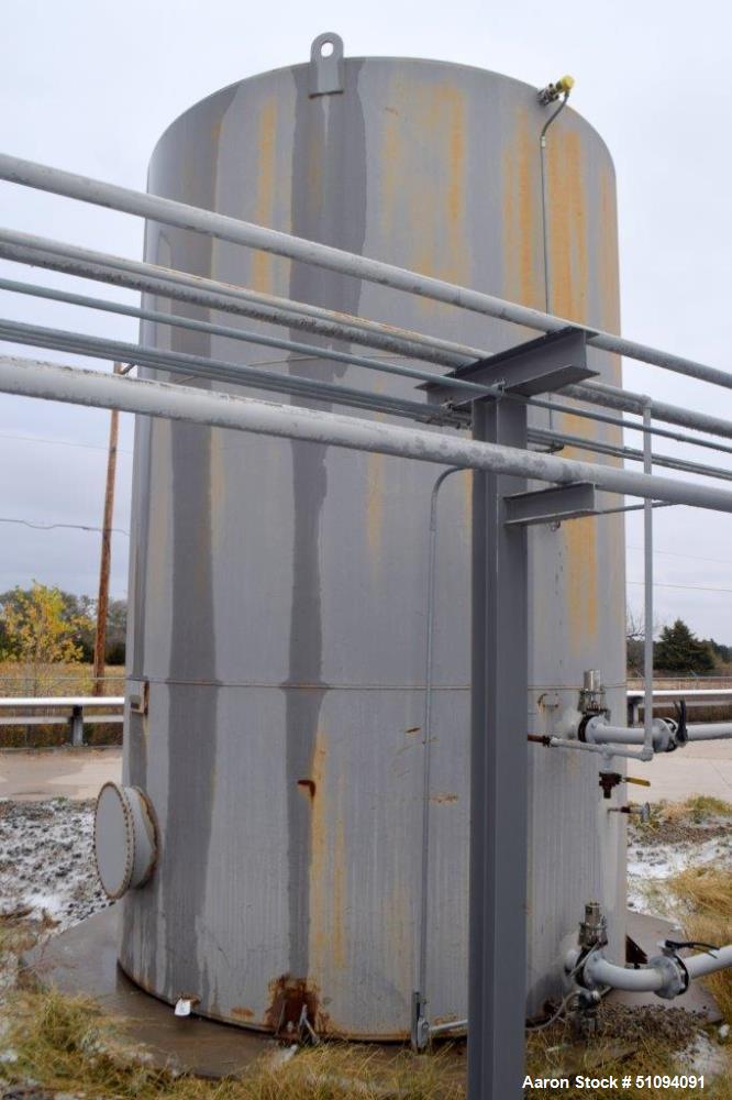 Used Squibb Tank Company Aboveground Flammable Liquid Tank, 15,000 Gallon, A36 Carbon Steel, Vertical. Approximate 143" diameter x 216" straight side, cone top, flat bottom. Openings top 4", 18" man ...
