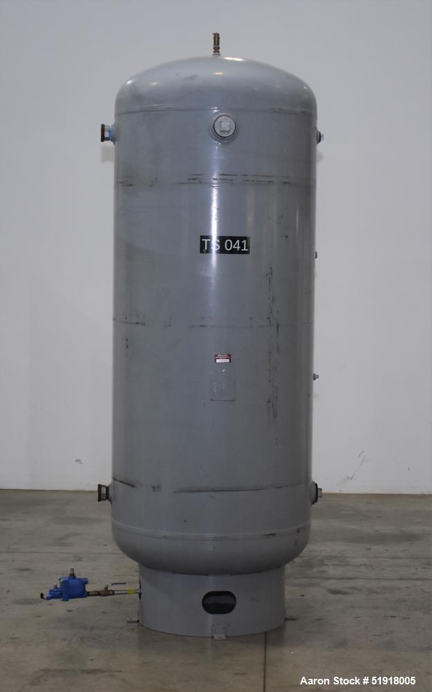 Used- Penway Inc Air Receiver, Approximate 300 Gallon, Vertical, Carbon Steel. Approximate 36" diameter x 72" straight side,...