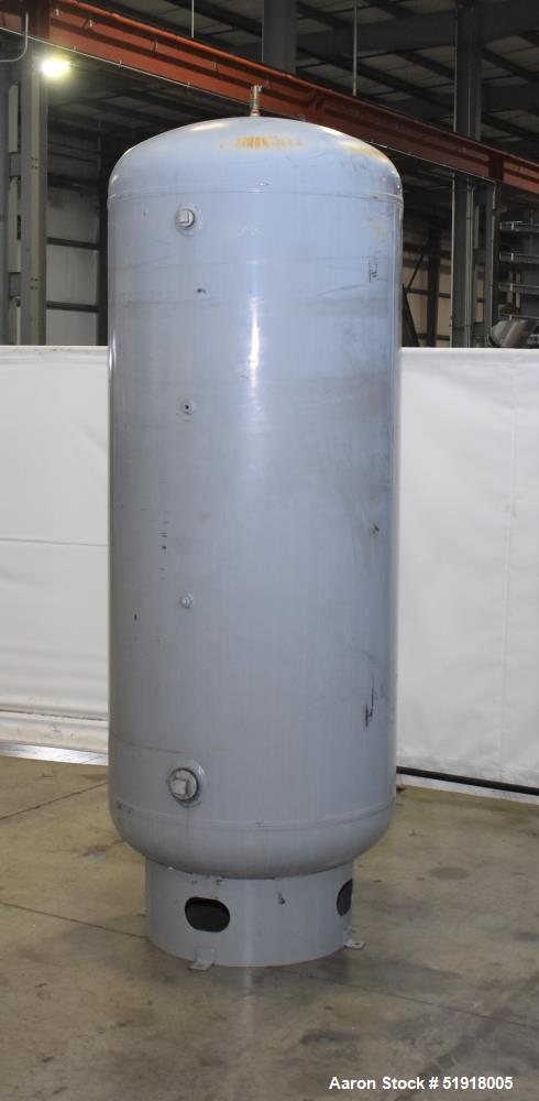 Used Penway Inc Air Receiver, Approximate 300 Gallon, Vertical, Carbon Steel. Approximate 36" diameter x 72" straight side, dished top and bottom. Internal rated 150 psi @ -20 to 450 degrees F. Natio...