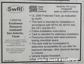 General Industries 15,000 gallon FIREGUARD horizontal fuel tank.