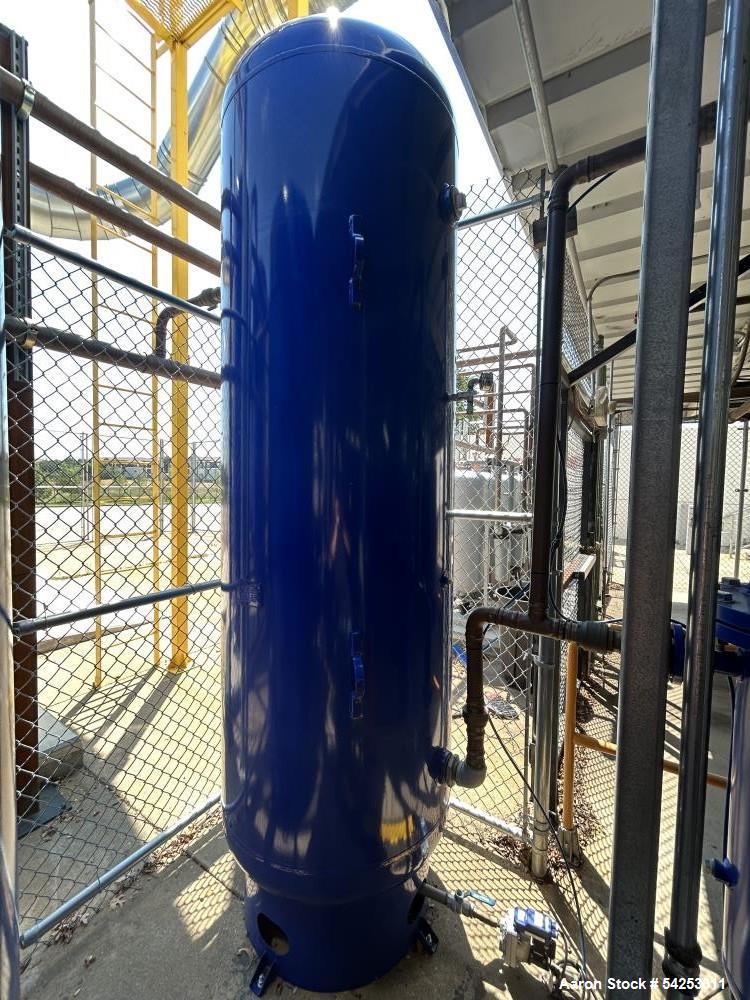 Used Air Receiver Tank, vertical ASME-code pressure vessel is manufactured by Samuel Pressure Vessel Group, with a U-stamp and 2023 fabrication year. The vessel is rated for 165 PSI at 400F, with an ...