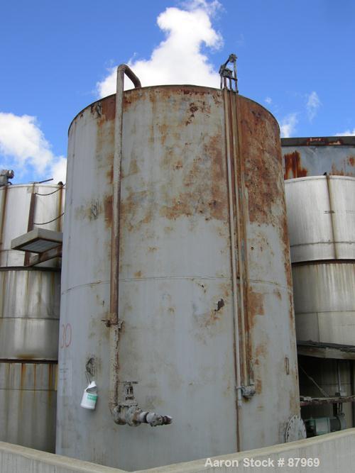 USED: Tank, 10,300 gallon, carbon steel, vertical. 10'6" diameter x 16' straight side. Slight coned top, flat bottom. Side bottom Lightnin agitator, model SG200,1 1/2" diameter x 18" long carbon stee...