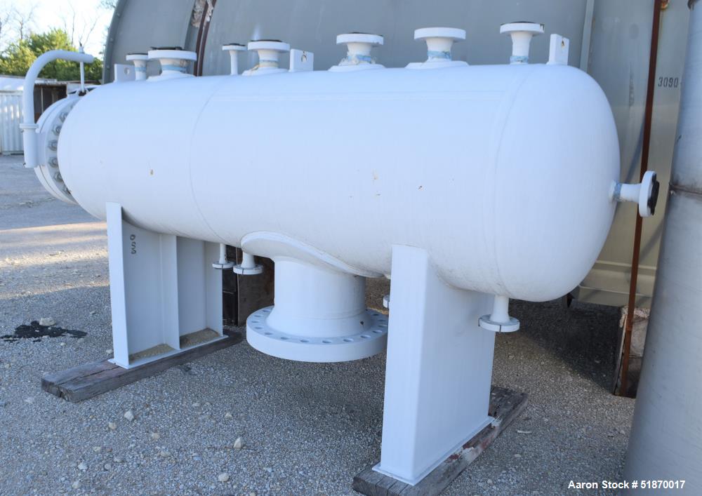 Unused- Apache Pressure Tank, 534 Gallon, Carbon Steel, Horizontal. 33.5" Diameter x 102" straight side, 2:1 elliptical heads. Internal rated 900 psi/FV at -20 to 500 degrees F. Openings shell top 1"...