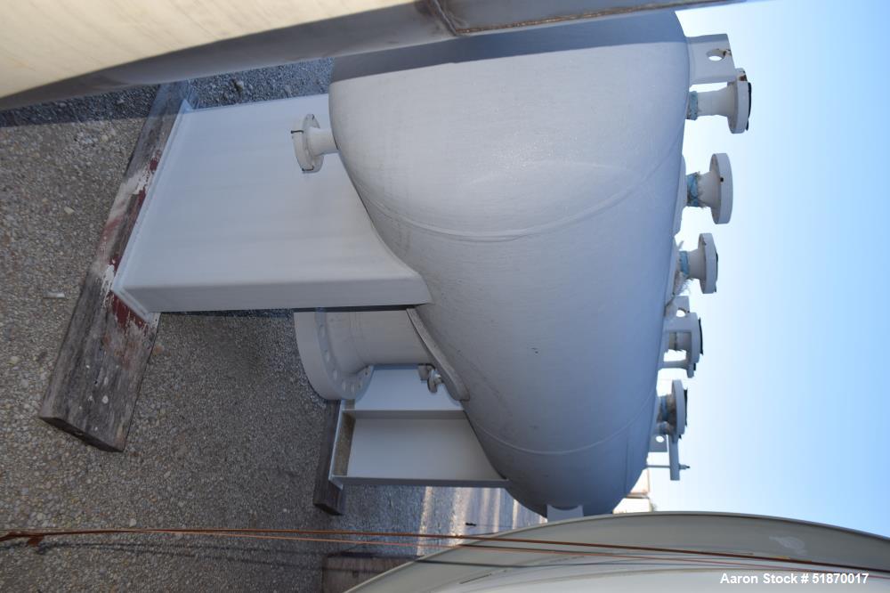 Unused- Apache Pressure Tank, 534 Gallon, Carbon Steel, Horizontal. 33.5" Diameter x 102" straight side, 2:1 elliptical heads. Internal rated 900 psi/FV at -20 to 500 degrees F. Openings shell top 1"...