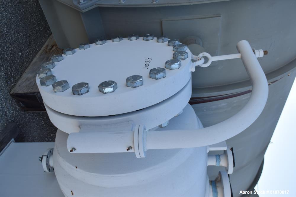 Unused- Apache Pressure Tank, 534 Gallon, Carbon Steel, Horizontal. 33.5" Diameter x 102" straight side, 2:1 elliptical heads. Internal rated 900 psi/FV at -20 to 500 degrees F. Openings shell top 1"...