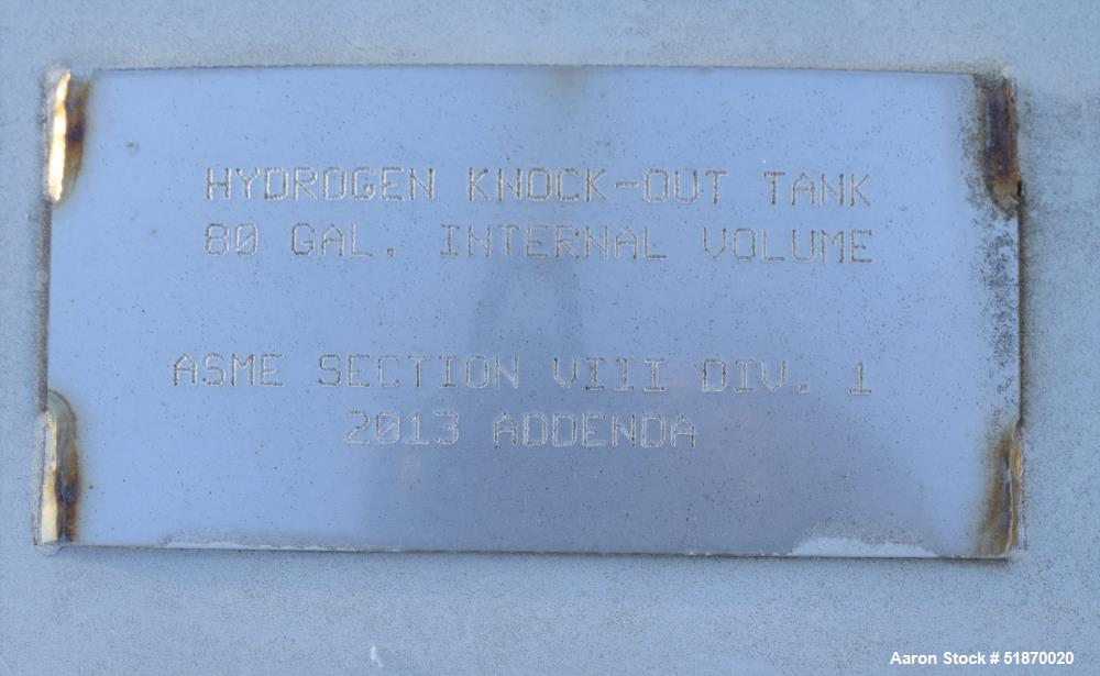 Unused- Apache Pressure Tank, 80 Gallon, Carbon Steel, Vertical. 17" Diameter x 69" straight side, flat bolt on top, 2:1 elliptical bottom. Internal rated 500 psi at -20 to 400 degrees F. Openings to...