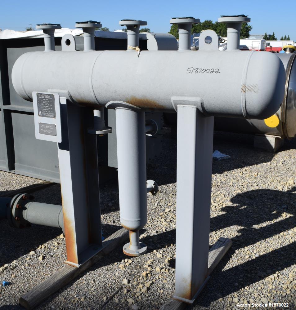 Unused- Apache Pressure Tank, 35 Gallon, Carbon Steel, Horizontal. 12" Diameter x 54" straight side, 2:1 elliptical heads. Internal rated 150 psi at -20 to 450 degrees F. Openings shell top (5) 2", b...
