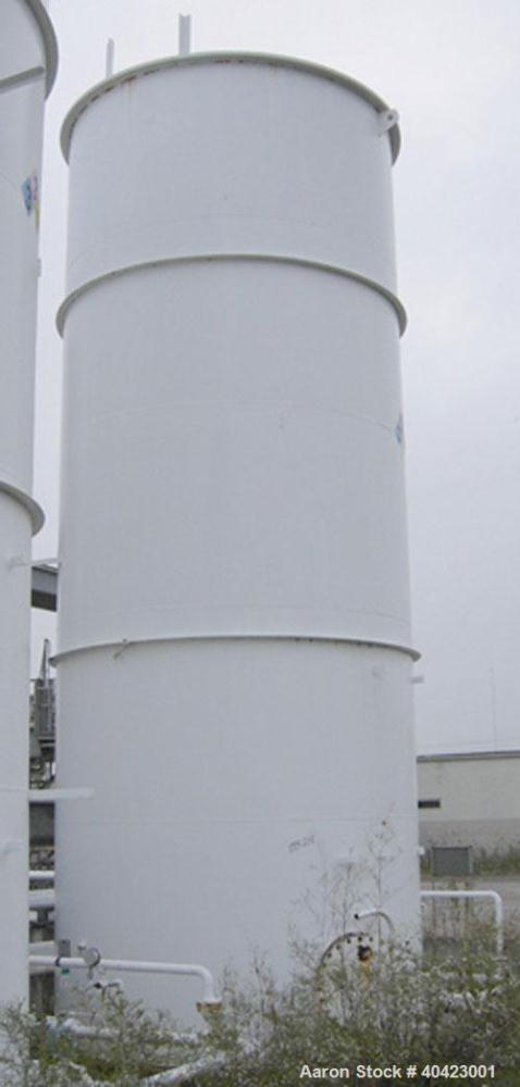 Used Clawson Tank, 18,000 gallon, carbon steel. Approximately 10' diameter x 30' straight side. Flat top and bottom. 24" side bottom manway.