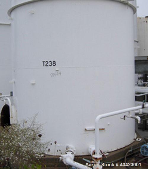 Used Clawson Tank, 18,000 gallon, carbon steel. Approximately 10' diameter x 30' straight side. Flat top and bottom. 24" side bottom manway.