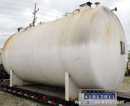 Used Clawson Tank Company 2 Compartment Pressure Tank, 12,336 gallons, 6,168 gallons per compartment, carbon steel, horizontal. Each compartment 125-1/2" diameter x 111" straight side, dished heads. ...