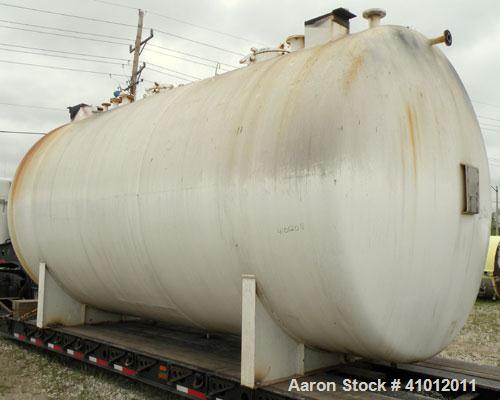 Used Clawson Tank Company 2 Compartment Pressure Tank, 12,336 gallons, 6,168 gallons per compartment, carbon steel, horizontal. Each compartment 125-1/2" diameter x 111" straight side, dished heads. ...