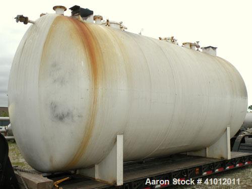 Used Clawson Tank Company 2 Compartment Pressure Tank, 12,336 gallons, 6,168 gallons per compartment, carbon steel, horizontal. Each compartment 125-1/2" diameter x 111" straight side, dished heads. ...