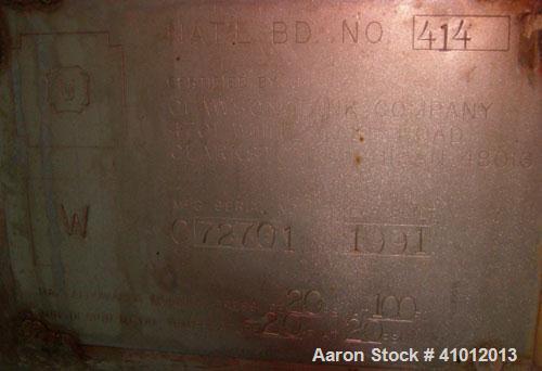 Used Clawson Tank Company 2 Compartment Pressure Tank, 6,160 gallons, 3,080 gallons per compartment, carbon steel, horizontal. Each compartment 95-1/2" diameter x 96" straight side, dished heads. Int...
