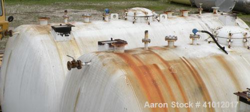 Used Clawson Pressure Tank, 13,504 gallons, SA-516-070 carbon steel, horizontal. 125-1/2" diameter x 222" straight side, dished heads. Internal rated 20 psi at 100 deg F, and -20 deg F at 20 psi. Ope...