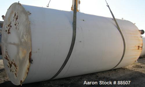 USED: Clawson tank, 15,000 gallon, carbon steel, vertical. 10'6" diameter x 24' straight side. Cone top, flat bottom. Internal rated atmos at 70 deg F. Openings: top 2-1/2", (2) 3", (3) 4", 20"; side...