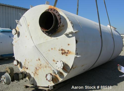 USED: Clawson tank, 9,000 gallon, carbon steel. Approximately 8' diameter x 24' straight side. Slight coned top, flat bottom. Internal rated atmos at 70 deg F. Openings: top 2", (2) 3", (3) 4", 20"; ...
