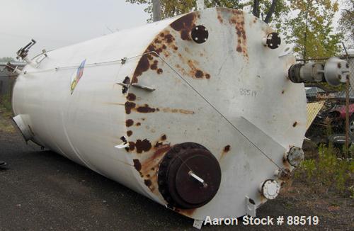 USED: Clawson tank, 9,000 gallon, carbon steel. Approximately 8' diameter x 24' straight side. Flat top and bottom. 24" side bottom manway. Top openings: (1) 2" flange, (2) 3" flange, (3) 4" flange, ...