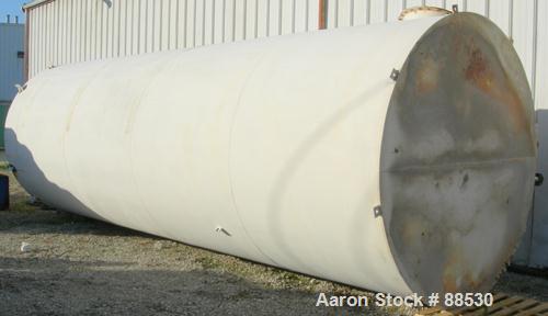 USED: Clawson tank, 9,000 gallon, carbon steel. Approximately 8' diameter x 24' straight side. Slight coned top, flat bottom. Internal rated atmos at 70 deg F. Openings: top 2", (2) 3", (3) 4", 20"; ...