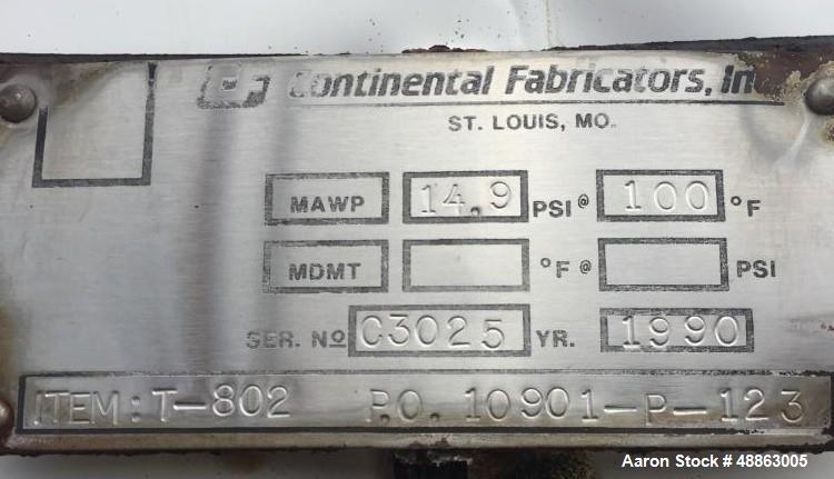 Used- Continental Fabricators, Inc Tank, 7,000 Gallon, Carbon Steel, Vertical.