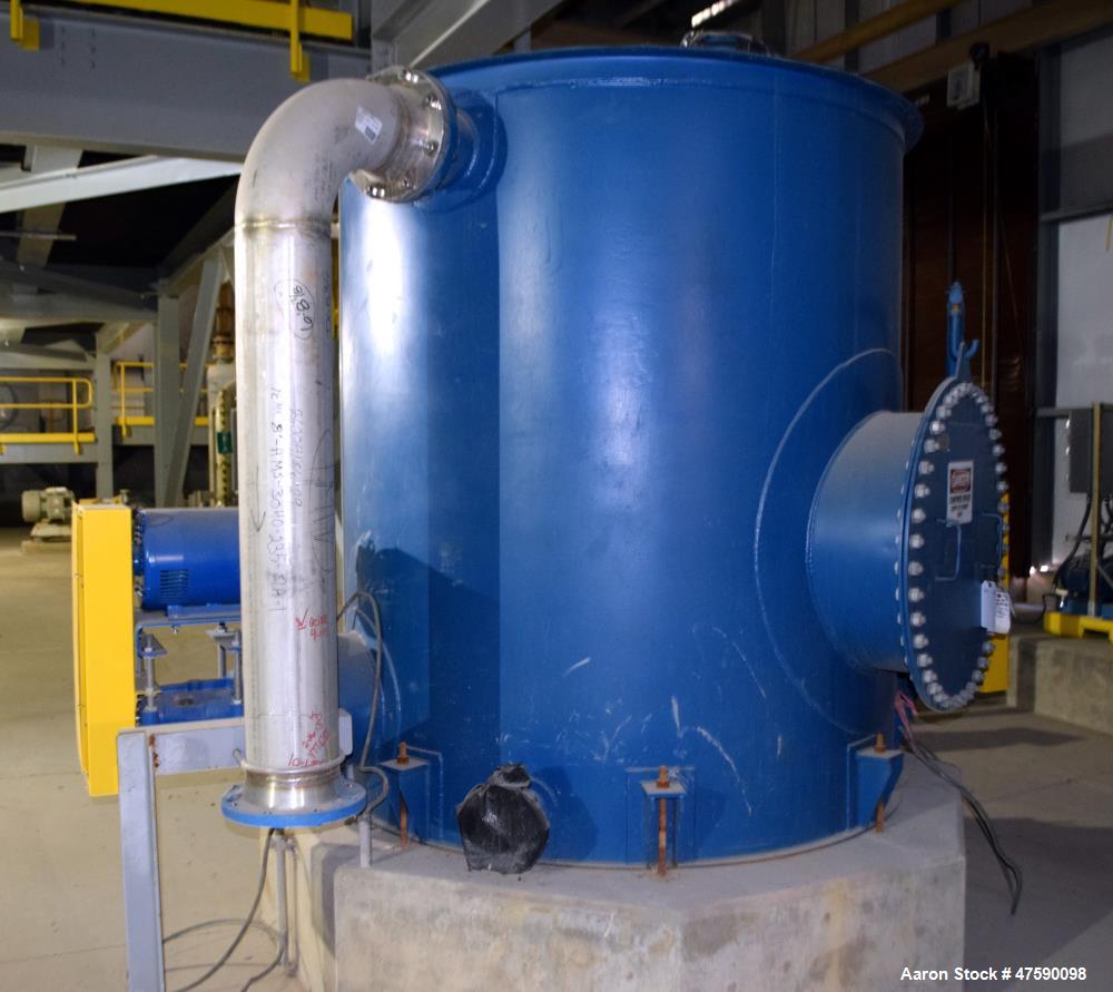 Unused- Delkor Filtrate Tank, Approximate 1300 Gallon, Carbon Steel, Vertical. Approximate 72" diameter x 76" straight side, flat top & bottom. Includes (2) Carver pumps, type KF55-0H 3X9 3/4-316, 31...