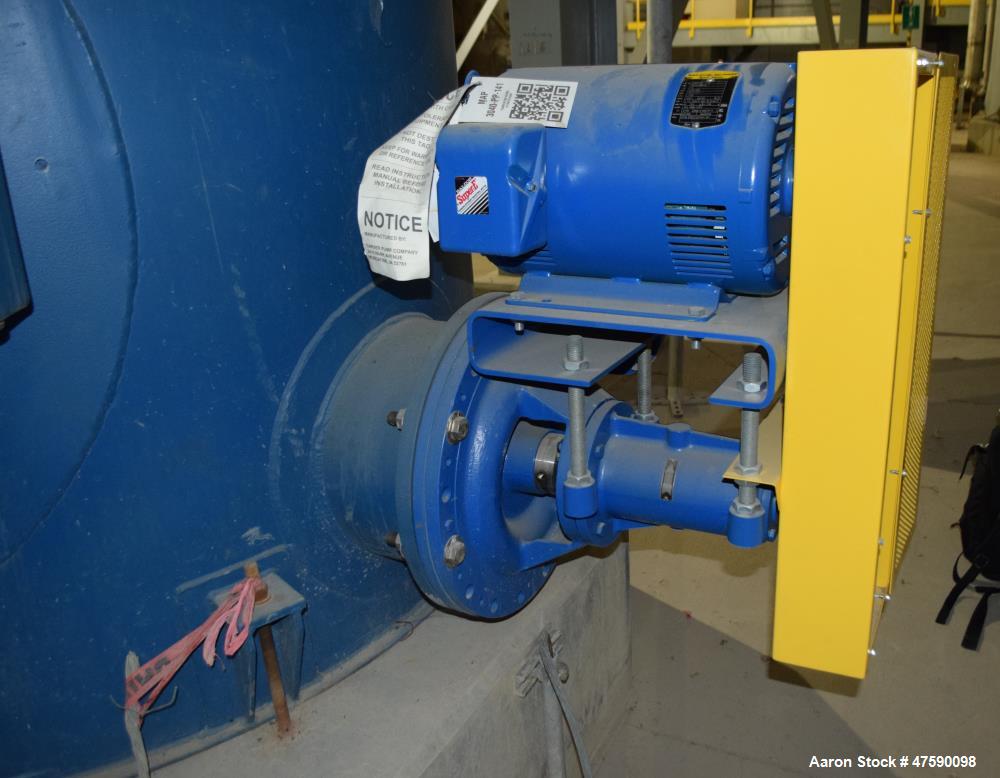 Unused- Delkor Filtrate Tank, Approximate 1300 Gallon, Carbon Steel, Vertical. Approximate 72" diameter x 76" straight side, flat top & bottom. Includes (2) Carver pumps, type KF55-0H 3X9 3/4-316, 31...