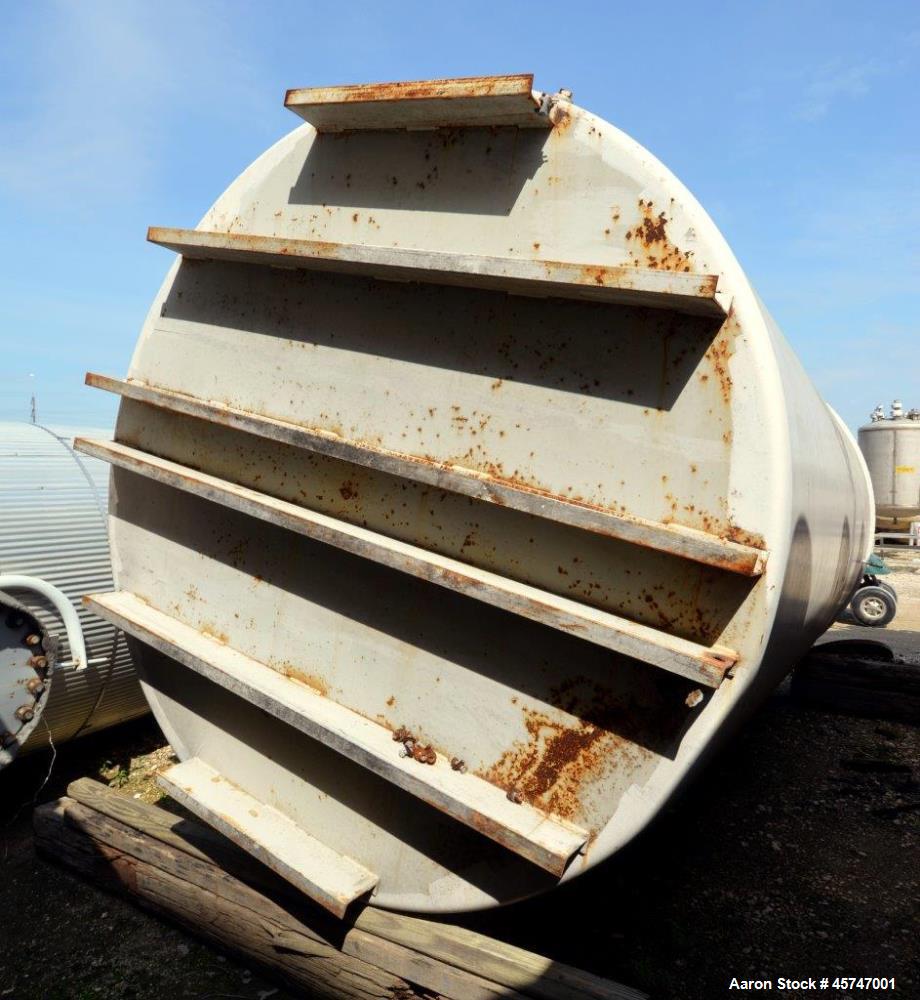 Used Dunn Industries Ultra Tank, 5000 Gallon, Carbon Steel, Vertical. Approximate 96" diameter x 160" straight side, slight coned top, flat bottom. Openings top 18" man way with cover, (3) 2-1/2" thr...