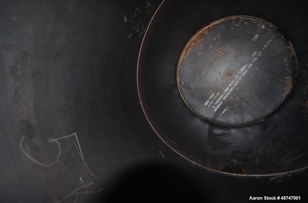 Used Dunn Industries Ultra Tank, 5000 Gallon, Carbon Steel, Vertical. Approximate 96" diameter x 160" straight side, slight coned top, flat bottom. Openings top 18" man way with cover, (3) 2-1/2" thr...