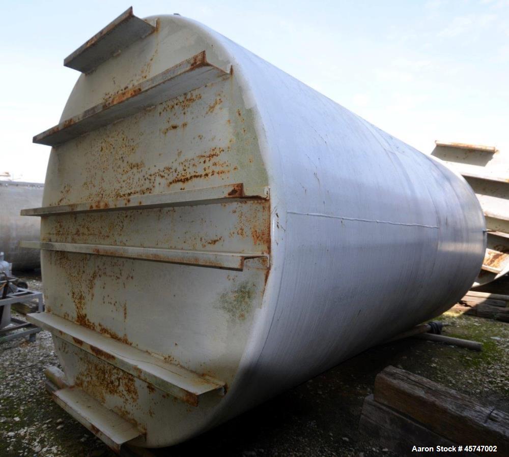 Used Dunn Industries Ultra Tank, 5000 Gallon, Carbon Steel, Vertical. Approximate 96" diameter x 160" straight side, slight coned top, flat bottom. Openings top 18" man way with cover, (3) 2-1/2" thr...