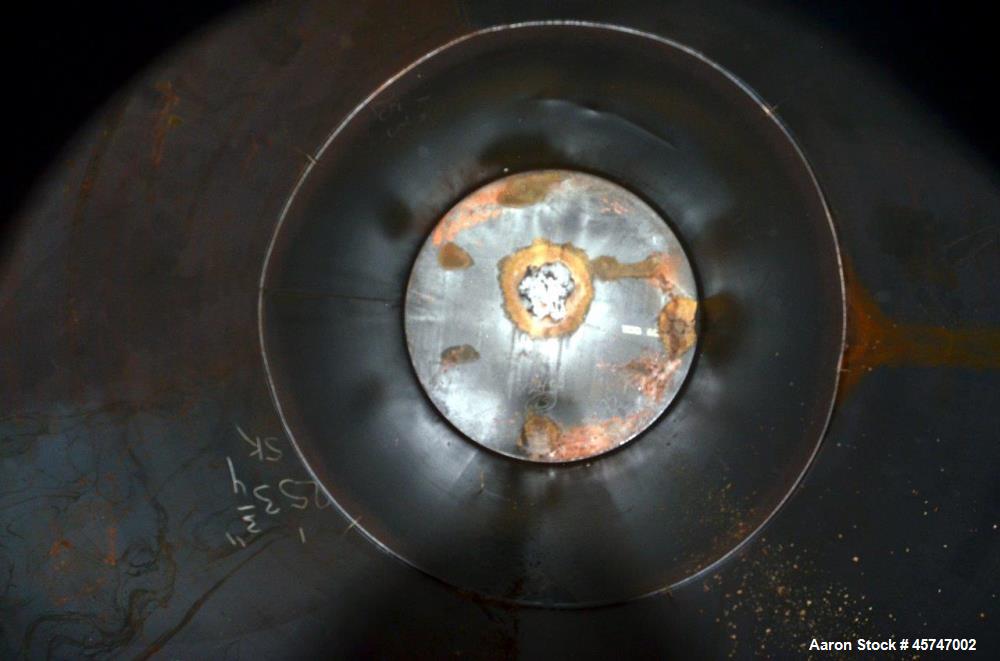 Used Dunn Industries Ultra Tank, 5000 Gallon, Carbon Steel, Vertical. Approximate 96" diameter x 160" straight side, slight coned top, flat bottom. Openings top 18" man way with cover, (3) 2-1/2" thr...