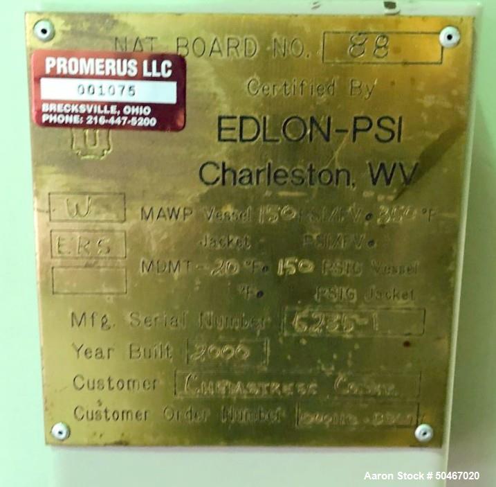 Used Edlon-PSI 50 Gallon Receiver Tank, Carbon Steel PFA Lined Construction.
