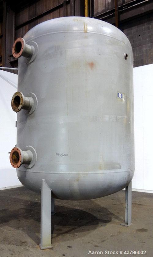Used Fuller Company Pressure Tank, 3500 Gallon, Carbon Steel. Approximately 96” diameter x 96” straight side, elliptical top and bottom. Internal rated 150 psi at 500 degrees F. Openings: side (4) 8”...