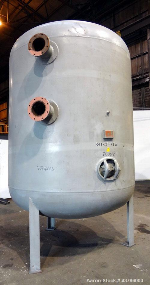 Used Fuller Company Pressure Tank, 3500 Gallon, Carbon Steel. Approximately 96” diameter x 96” straight side, elliptical top and bottom. Internal rated 150 psi at 500 degrees F. Openings: side (3) 8”...