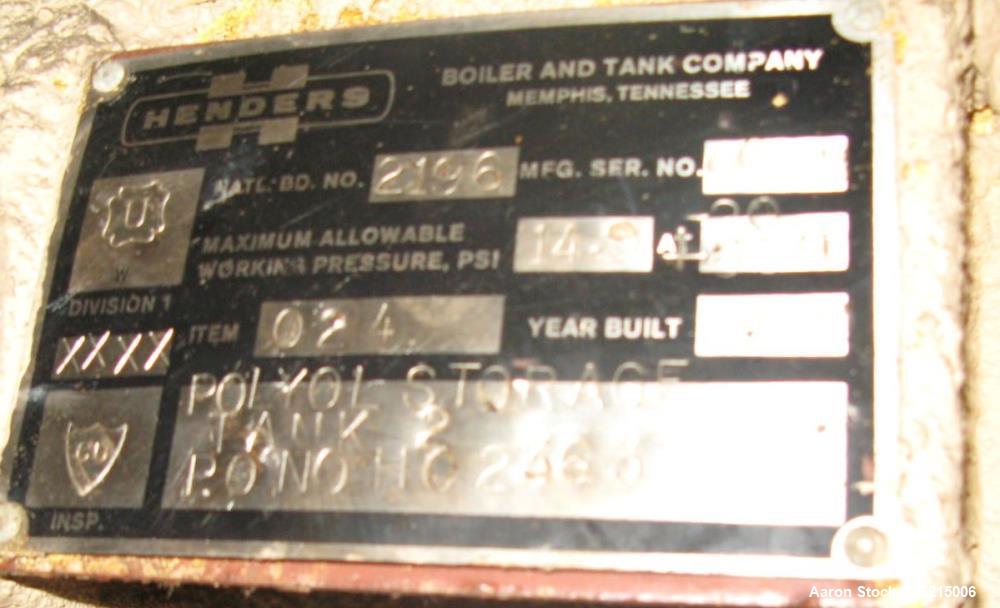 Used Henders Boiler & Tank Company Pressure Tank