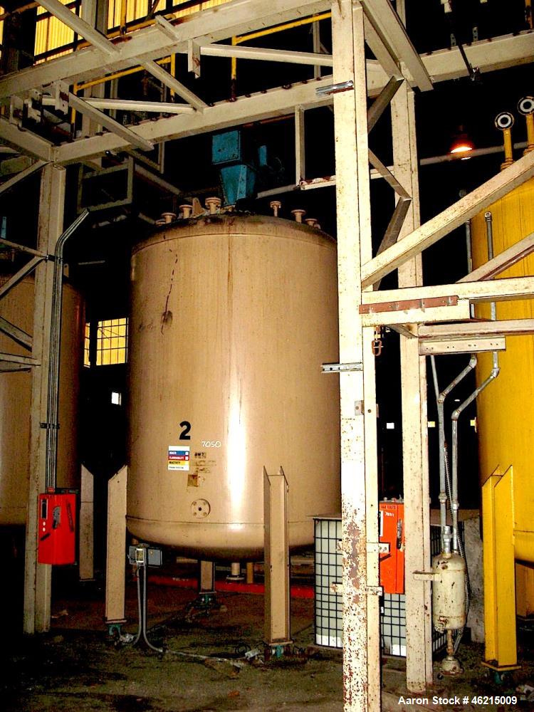 Used Henders Boiler & Tank Company Pressure Tank, 2292 Gallons, Carbon Steel, Vertical. Approximately 84" diameter x 99" straight side, ASME flanged and dished top and bottom head. Internal lined wit...