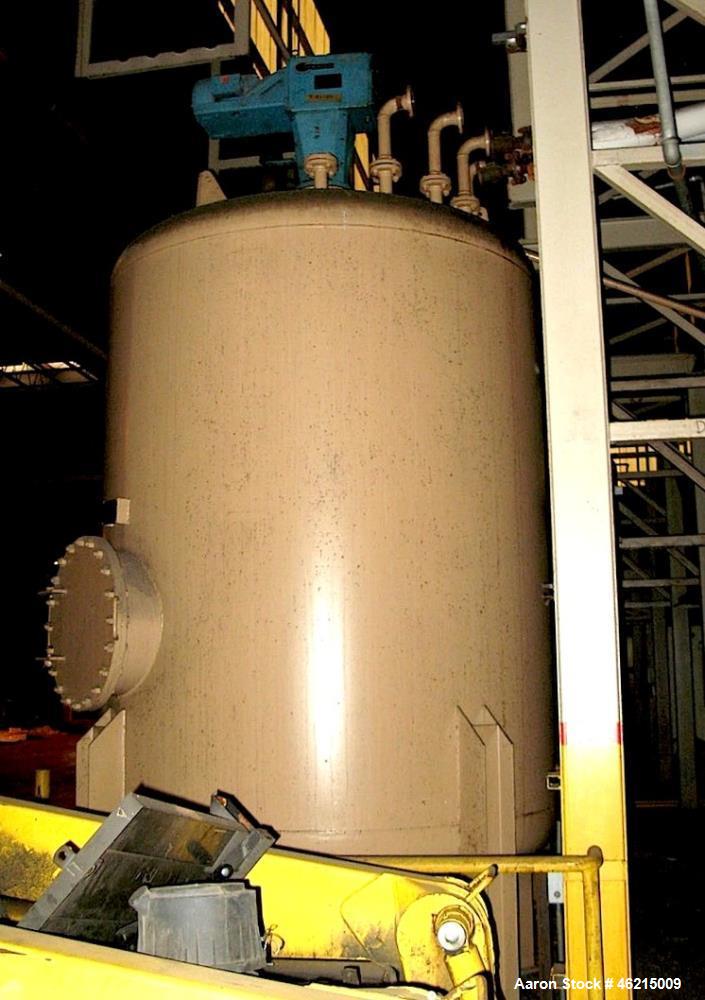 Used Henders Boiler & Tank Company Pressure Tank, 2292 Gallons, Carbon Steel, Vertical. Approximately 84" diameter x 99" straight side, ASME flanged and dished top and bottom head. Internal lined wit...