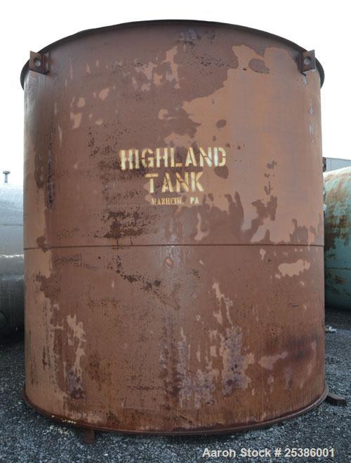 Used- Highland Tank, 7800 Gallon, Carbon Steel, Vertical. 132" Diameter x 132" straight side, coned top, flat bottom. Openin...