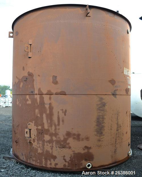 Used Highland Tank, 7800 Gallon, Carbon Steel, Vertical. 132" Diameter x 132" straight side, coned top, flat bottom. Openings top (2) approximate 4-1/4" NPT, 23-1/2" man way with cover, side approxim...