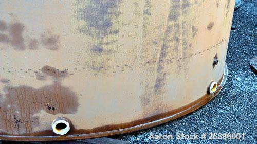 Used Highland Tank, 7800 Gallon, Carbon Steel, Vertical. 132" Diameter x 132" straight side, coned top, flat bottom. Openings top (2) approximate 4-1/4" NPT, 23-1/2" man way with cover, side approxim...