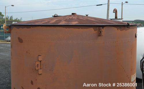 Used Highland Tank, 7800 Gallon, Carbon Steel, Vertical. 132" Diameter x 132" straight side, coned top, flat bottom. Openings top (2) approximate 4-1/4" NPT, 23-1/2" man way with cover, side approxim...
