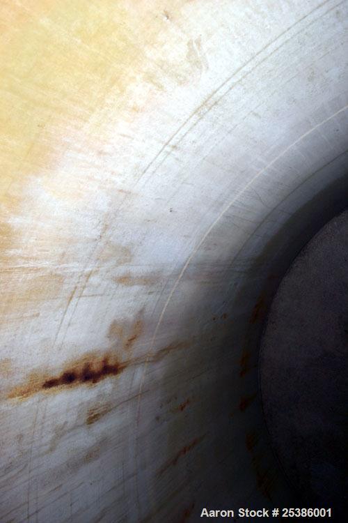 Used Highland Tank, 7800 Gallon, Carbon Steel, Vertical. 132" Diameter x 132" straight side, coned top, flat bottom. Openings top (2) approximate 4-1/4" NPT, 23-1/2" man way with cover, side approxim...