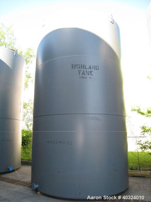 Unused- Highland Tank, 16,920 gallon, carbon steel, vertical. Approximately 12' diameter x 20' straight side, slight coned top, flat bottom. U.L. 142 labeled for above ground flammable storage. Openi...