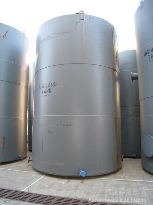 Unused- Highland Tank, 16,920 Gallon, Carbon Steel, Vertical. Approximately 12' diameter x 20' straight side, slight coned top, flat bottom. U.L. 142 labeled for above ground flammable storage. Openi...