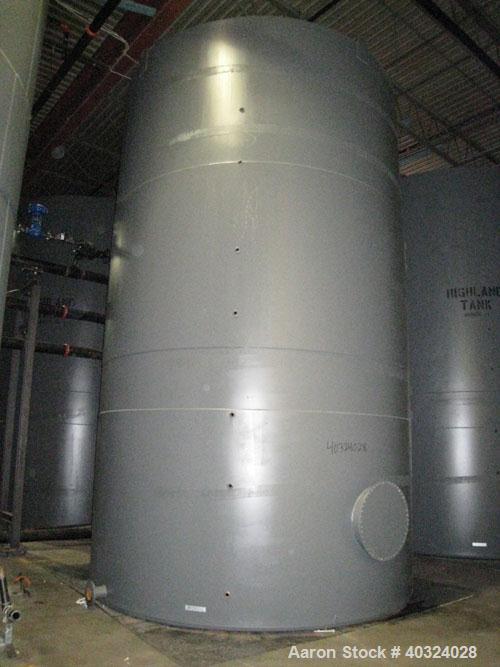 Unused- Highland Tank, 16,920 Gallon, Carbon Steel, Vertical. Approximately 12' diameter x 20' straight side, slight coned top, flat bottom. U.L. 142 labeled for above ground flammable storage. Openi...