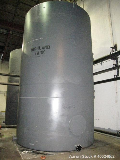 Unused- Highland Tank, 16,920 Gallon, Carbon Steel, Vertical. Approximately 12' diameter x 20' straight side, slight coned top, flat bottom. U.L. 142 labeled for above ground flammable storage. Openi...