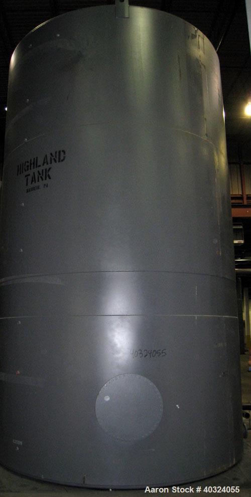 Unused- Highland Tank, 16,920 Gallon, Carbon Steel, Vertical. Approximately 12' diameter x 20' straight side, slight coned top, flat bottom. U.L. 142 labeled for above ground flammable storage. Openi...
