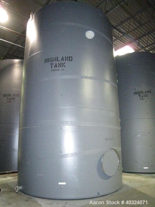 Unused- Highland Tank, 16,920 Gallon, Carbon Steel, Vertical. Approximately 12' diameter x 20' straight side, slight coned top, flat bottom. U.L. 142 labeled for above ground flammable storage. Openi...