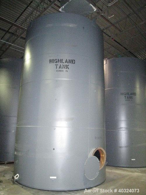Unused- Highland Tank, 16,920 Gallon, Carbon Steel, Vertical. Approximately 12' diameter x 20' straight side, slight coned top, flat bottom. U.L. 142 labeled for above ground flammable storage. Openi...