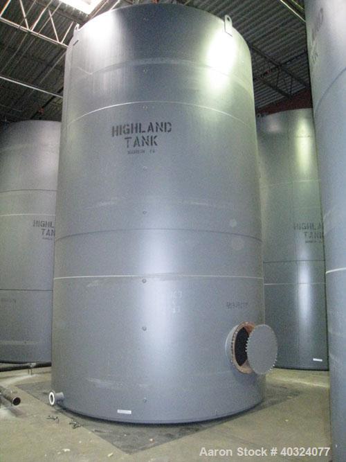 Unused- Highland Tank, 16,920 Gallon, Carbon Steel, Vertical. Approximately 12' diameter x 20' straight side, slight coned top, flat bottom. U.L. 142 labeled for above ground flammable storage. Openi...