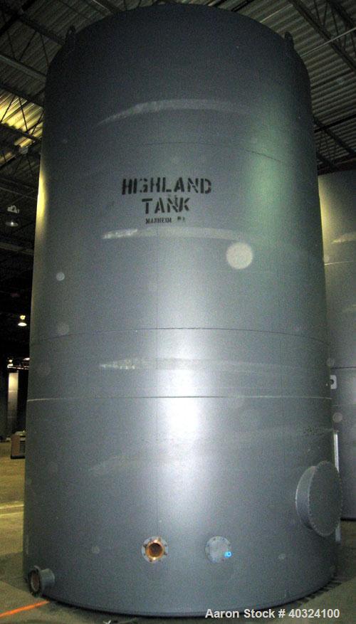 Unused- Highland Tank, 16,920 Gallon, Carbon Steel, Vertical. Approximately 12' diameter x 20' straight side, slight coned t...